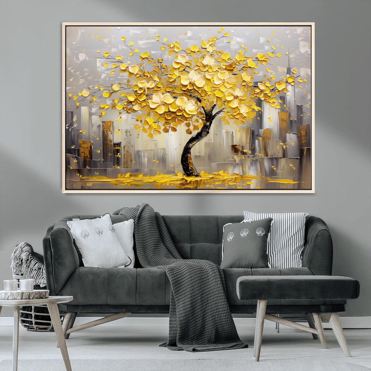 Golden Tree Canvas Print | Abstract Wall Art for Modern