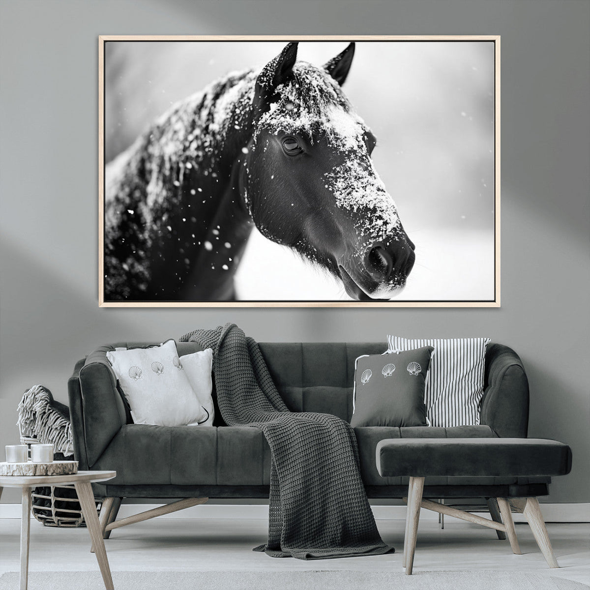 Horse Canvas Print - Winter Horse Snow Wall Art Canvas Print