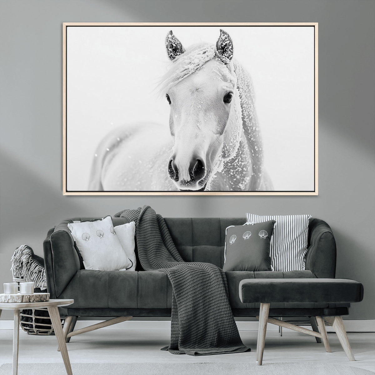 Majestic White Horse Wall Art | Ready to Hang and Framed |