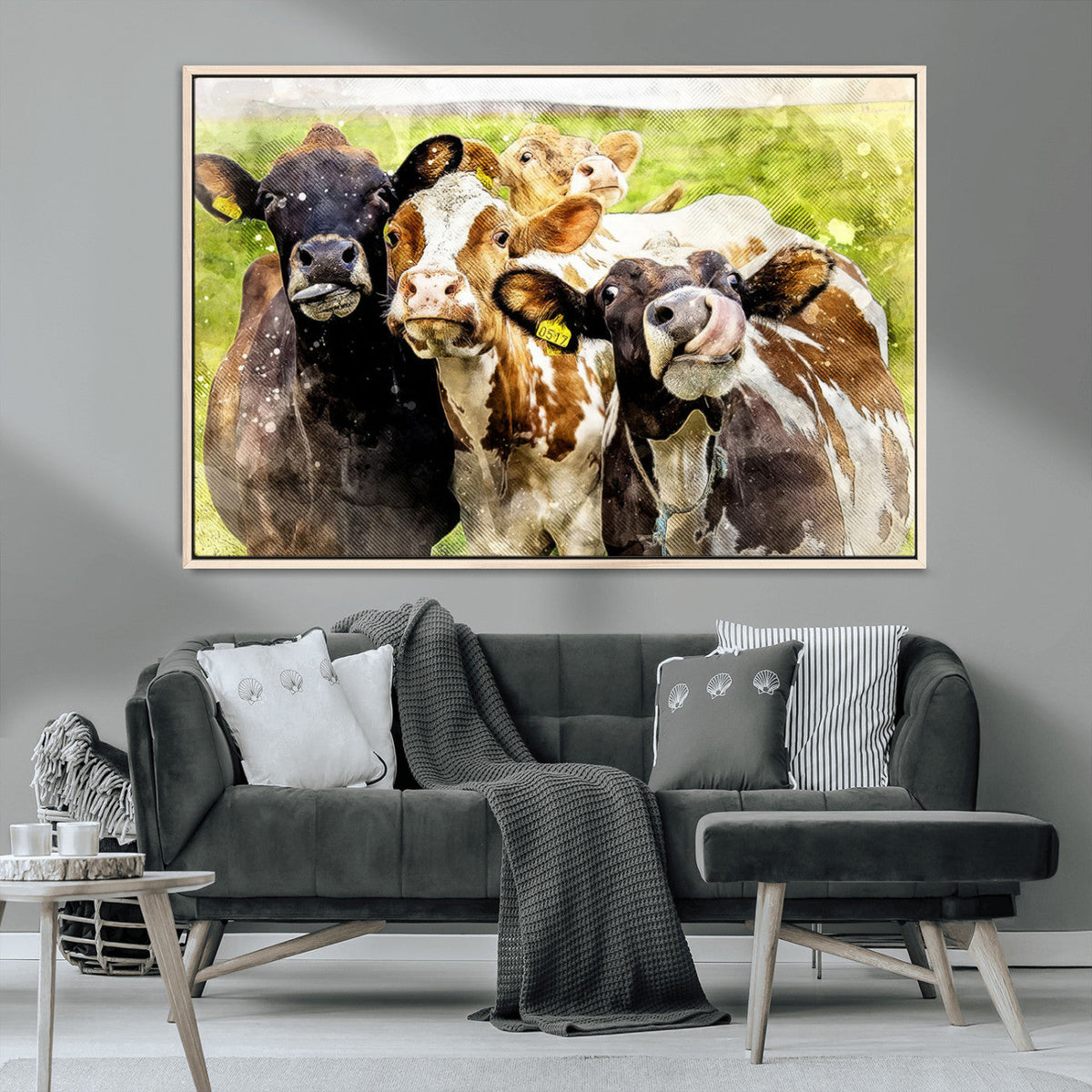 Curious Cows Farmhouse Wall Art | Ready to Hang and Framed