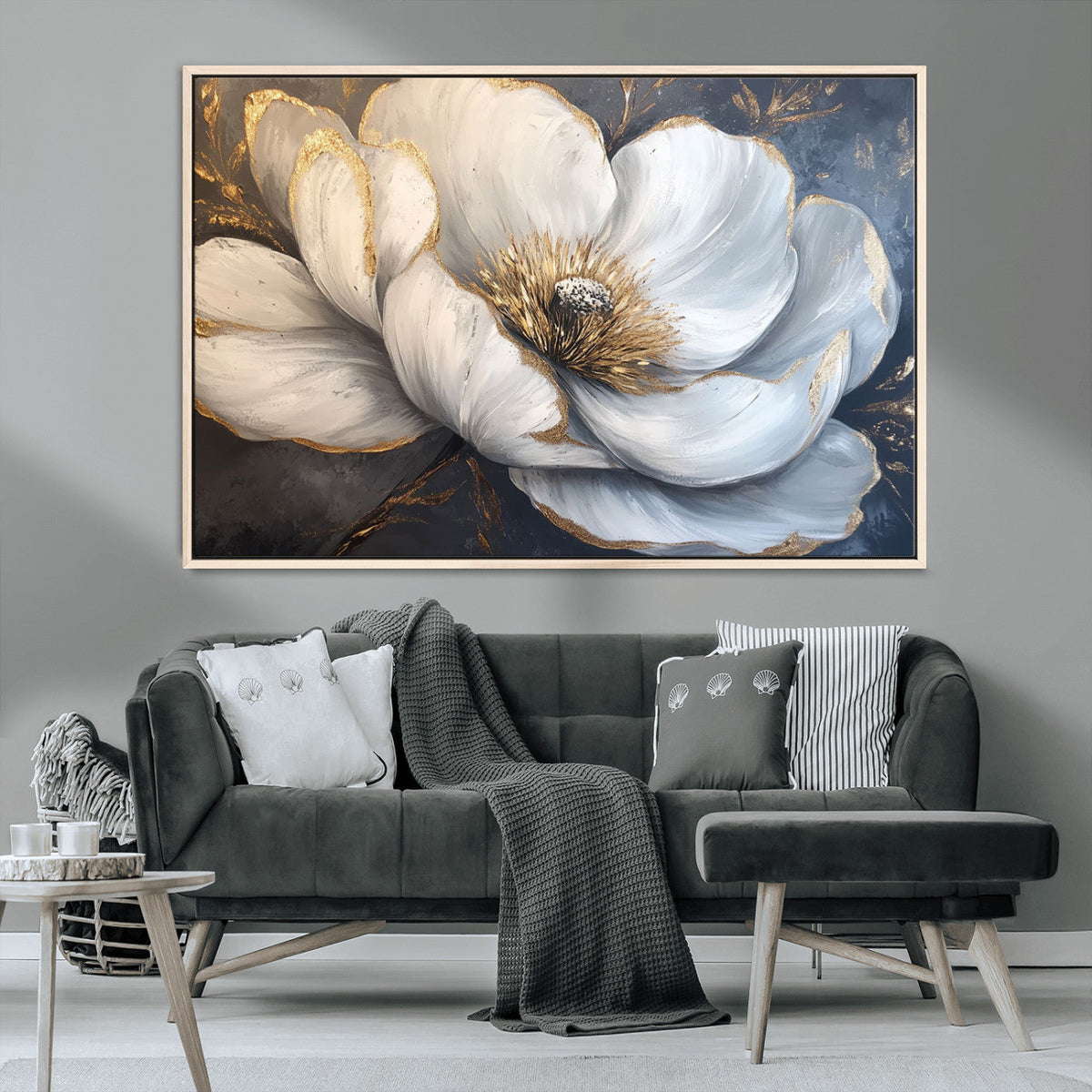 White Magnolia Flower Wall Art Canvas Print | Abstract