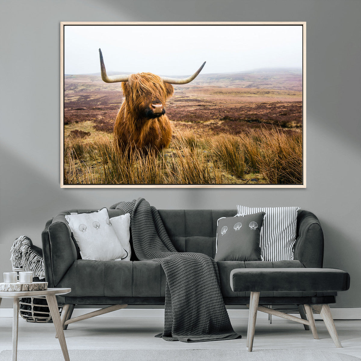 Scottish Highland Cow Canvas Wall Art – Rustic Farmhouse