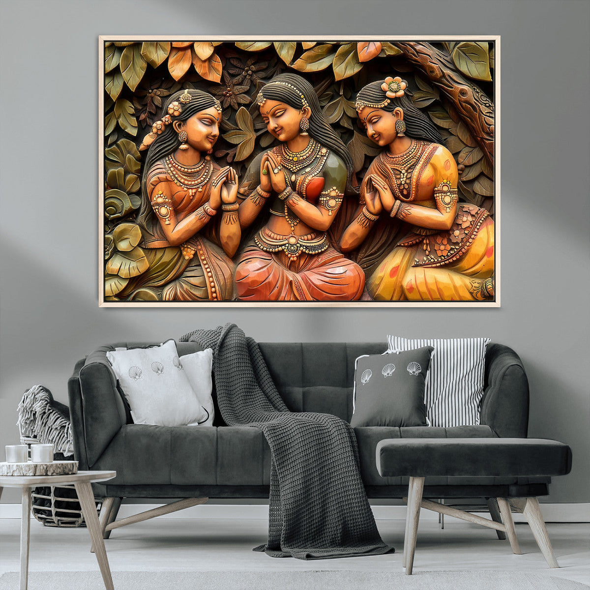 Indian Woman Statue Wall Art Canvas Print