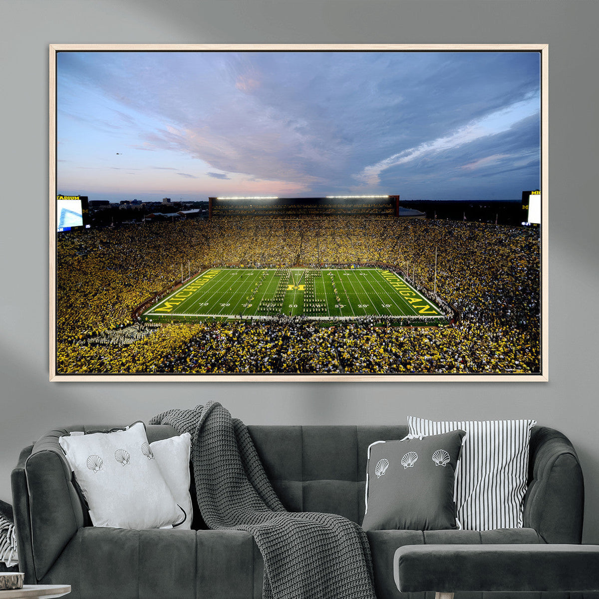 Michigan Stadium Wall Art Canvas Print, Vibrant Game Day