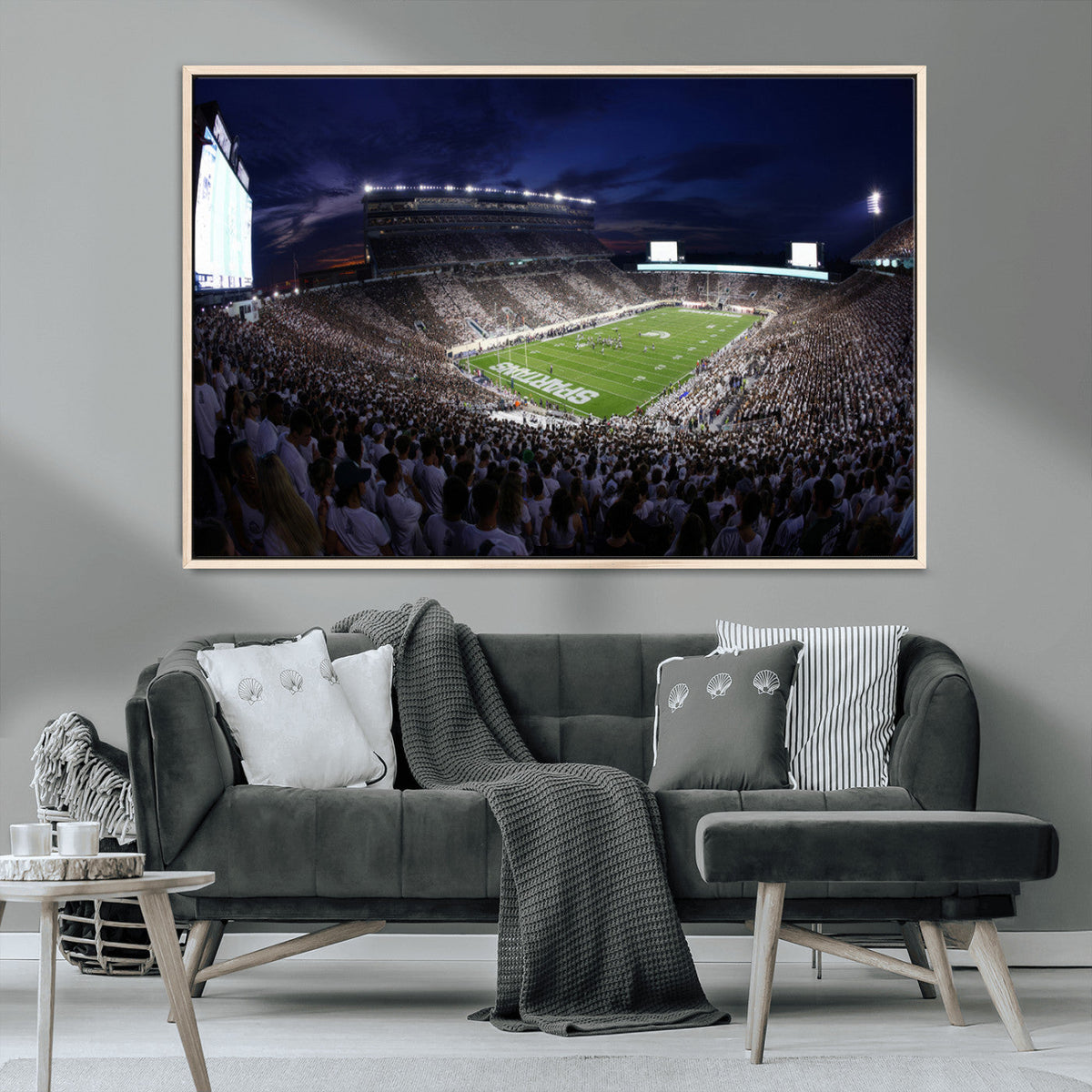 Michigan State Spartans Canvas, Framed Football Team Print -