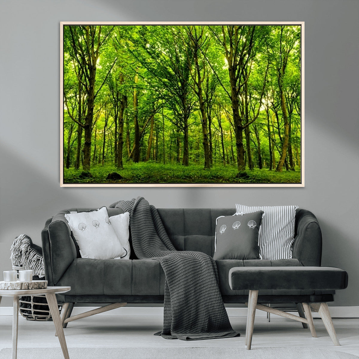 Lush Green Forest Canvas Print | 3-Panel Forest Wall Art |