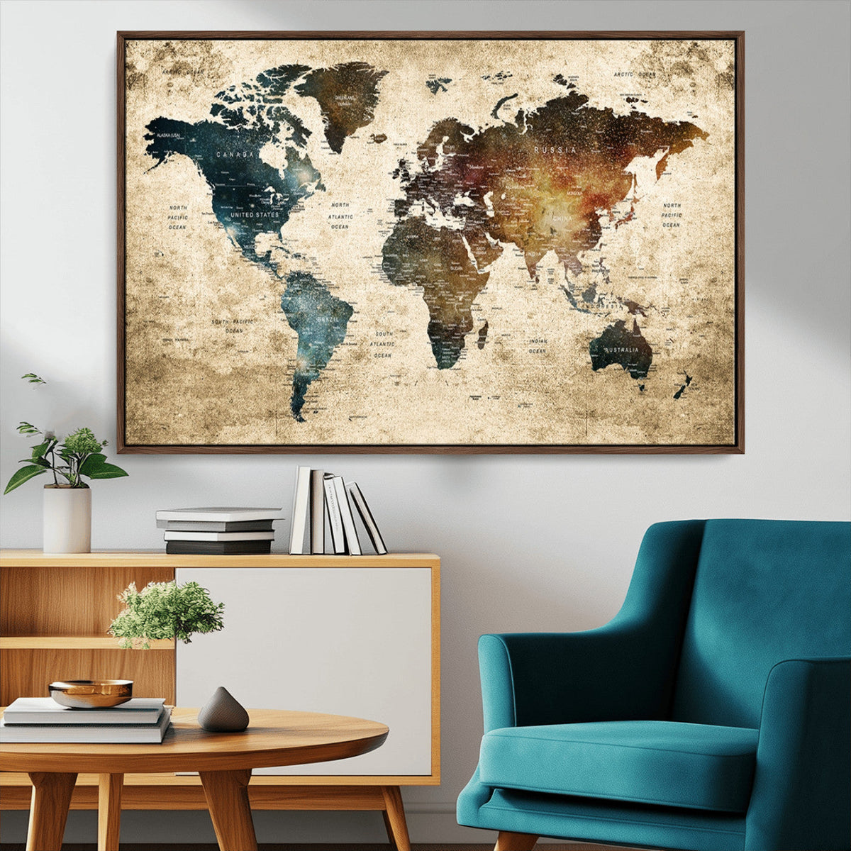 World Map Canvas Print – Detailed Map of the World Wall Art