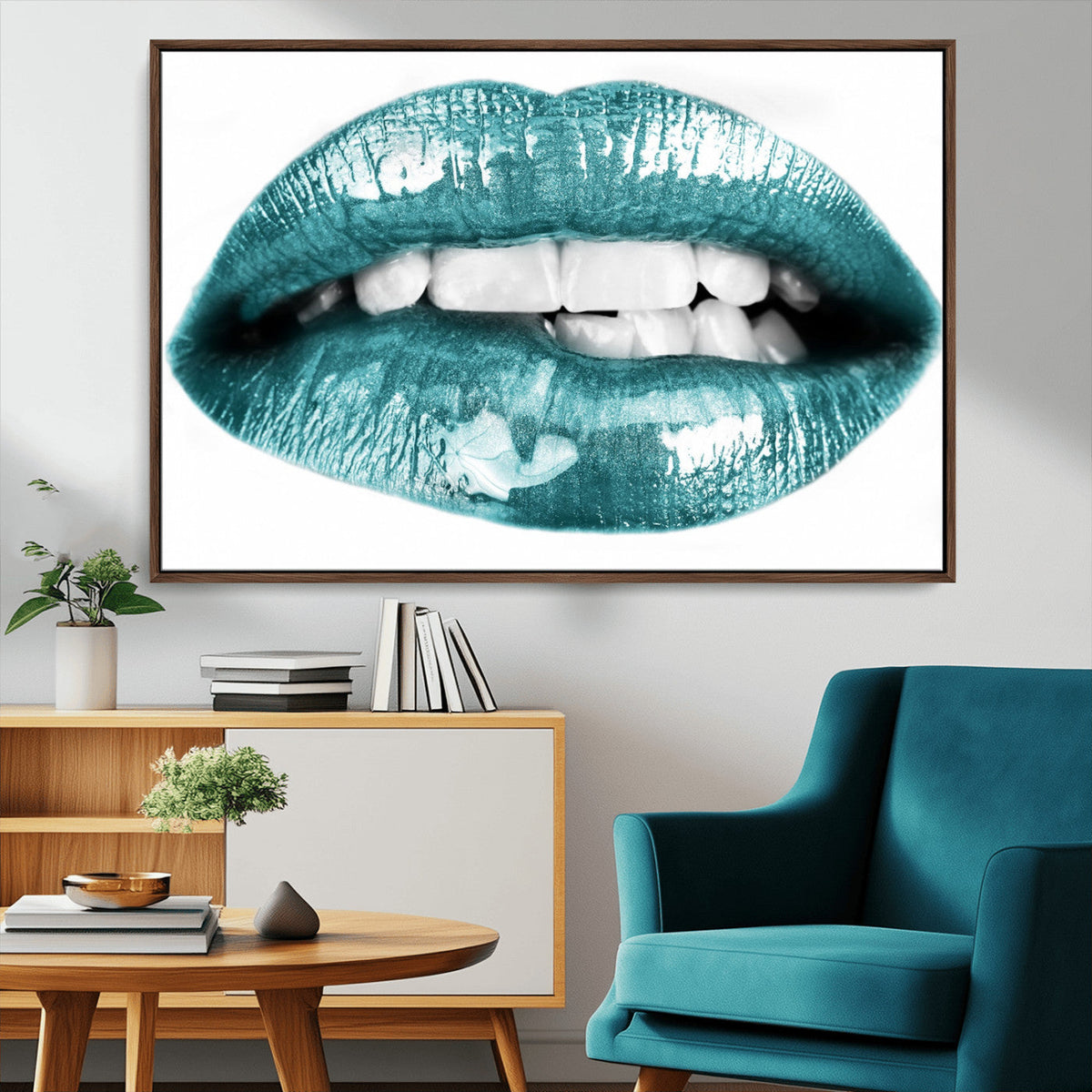 Blue Lips Wall Art Canvas Print
