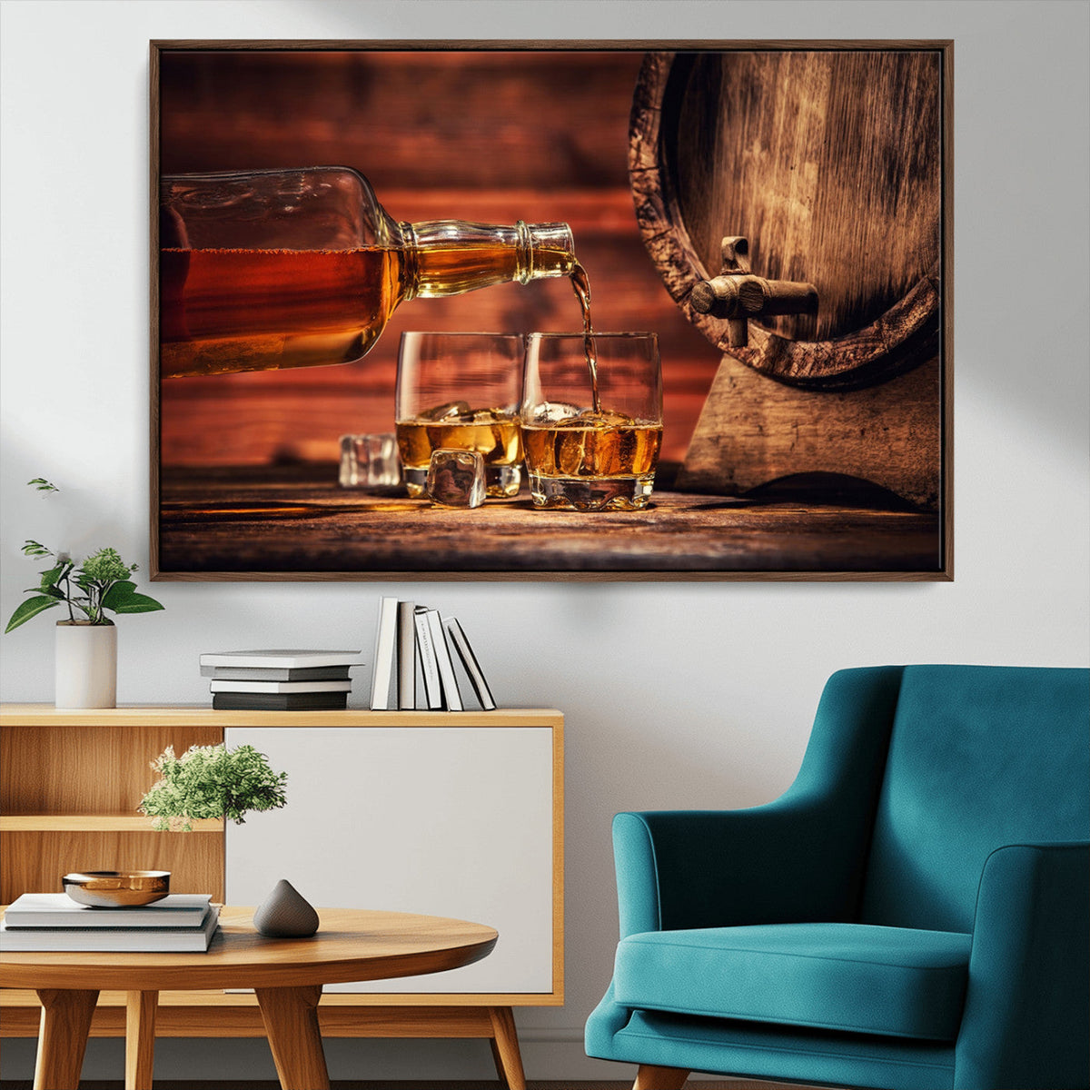 Whiskey and Cigar Canvas Wall Art | 3 Panel Bar Room Decor