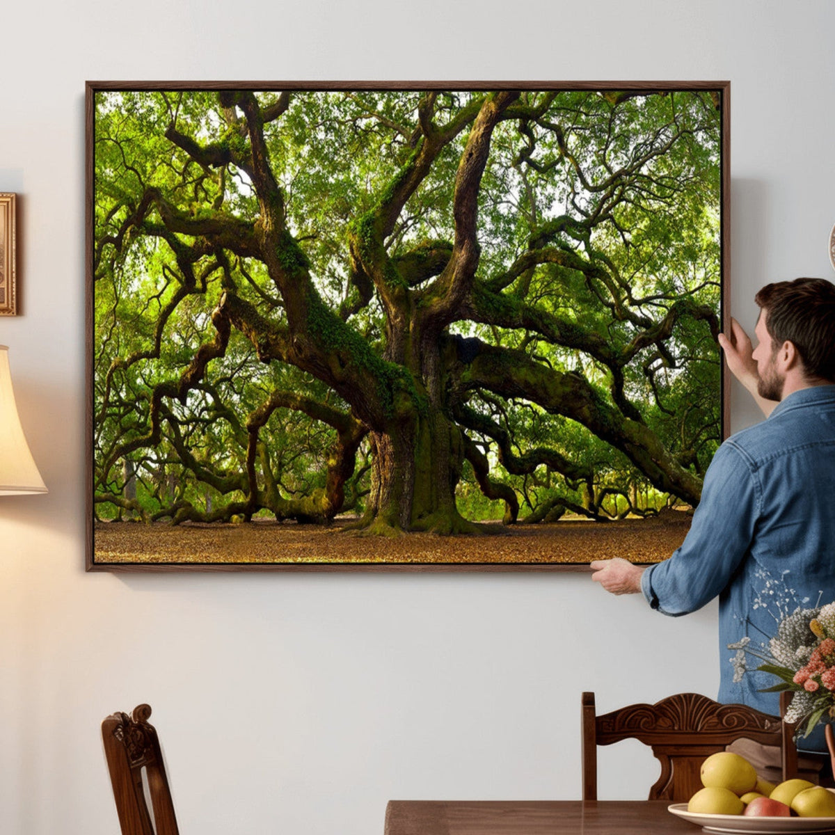 Angel Oak Tree Wall Art Canvas Print | Forest Tree Nature