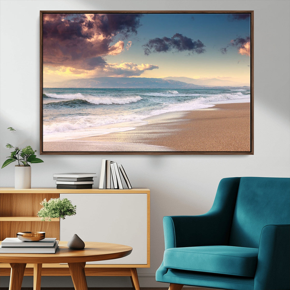 Cloudy Weather Beach Sunset Canvas Print | Sunrise Wall Art