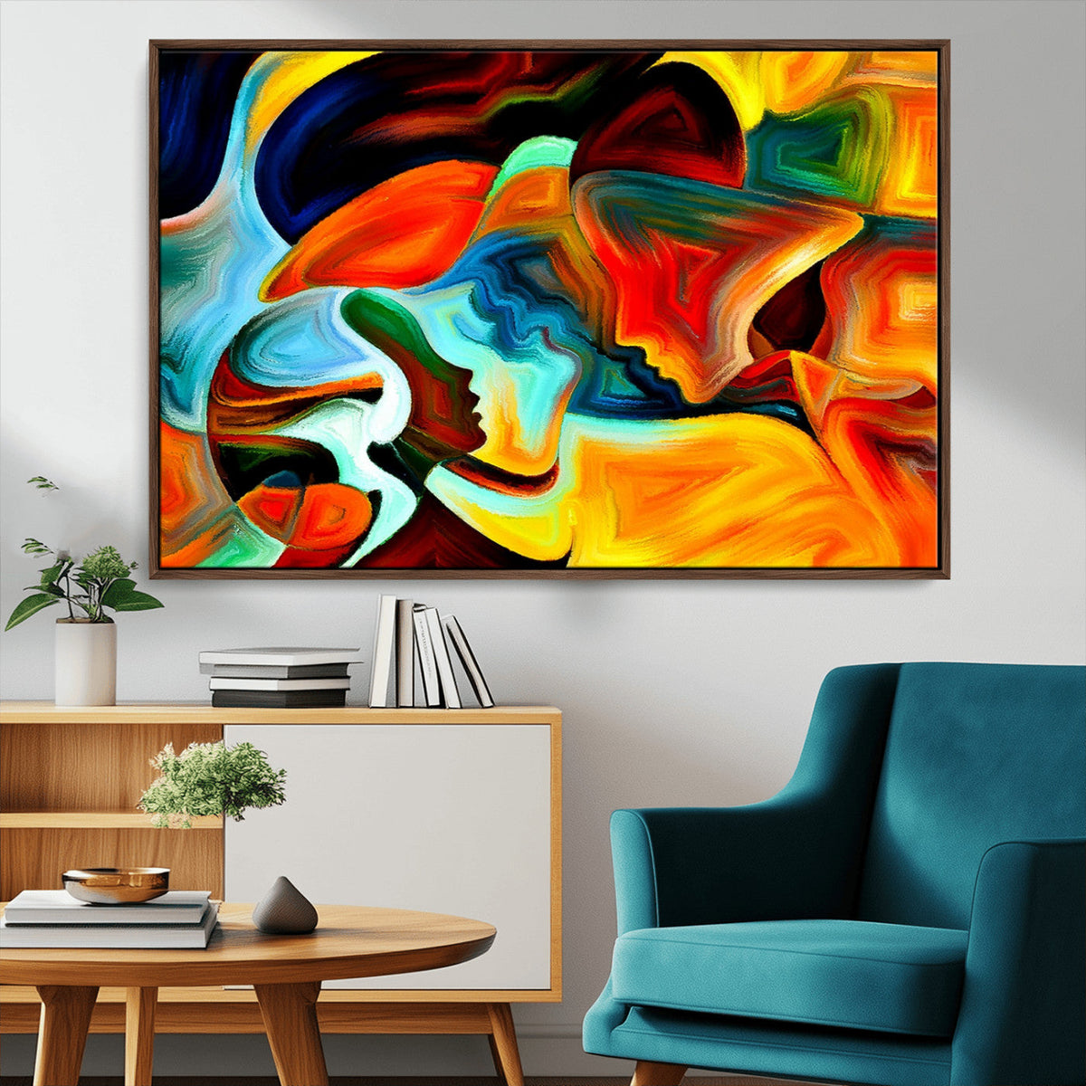 Human Love Figures Abstract Wall Art Canvas Print