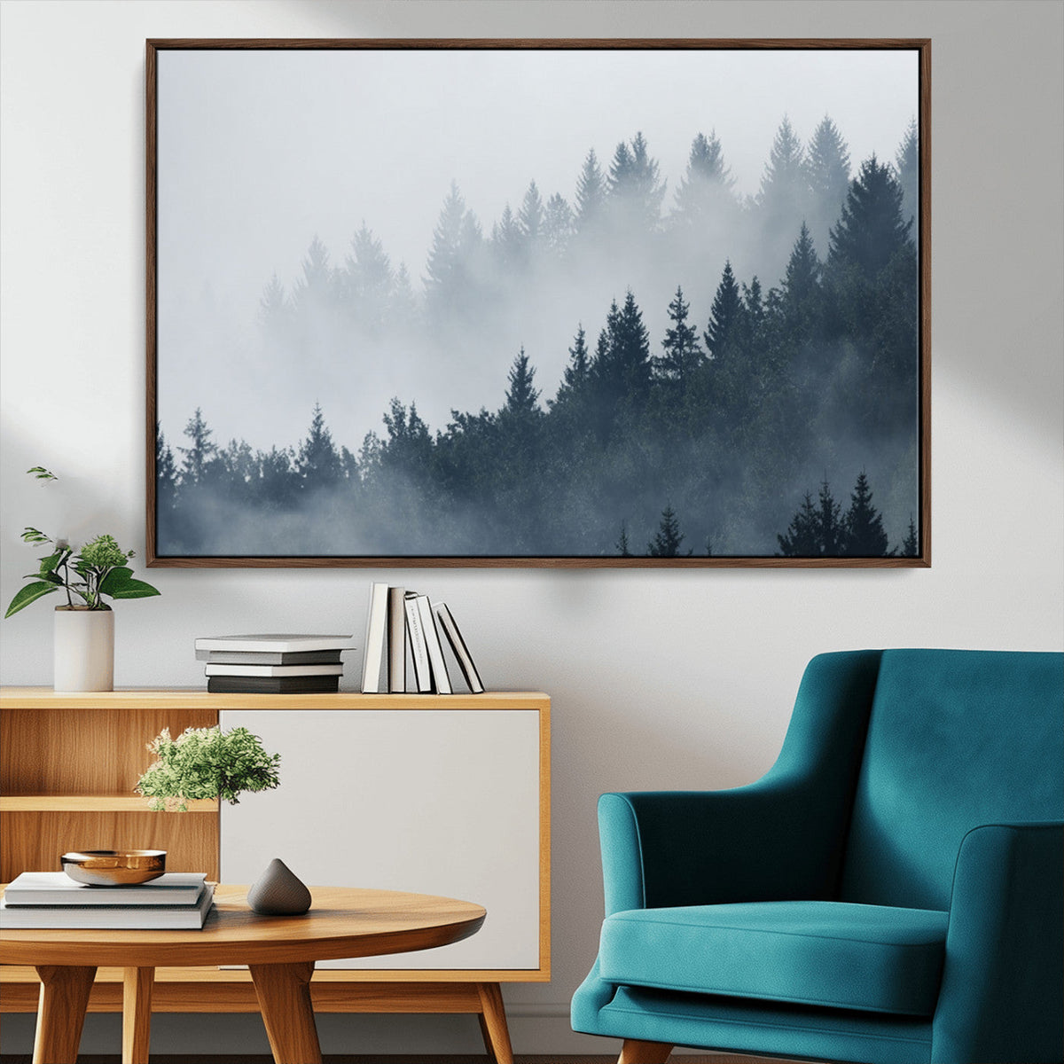 Foggy Pine Forest Wall Art Canvas Print