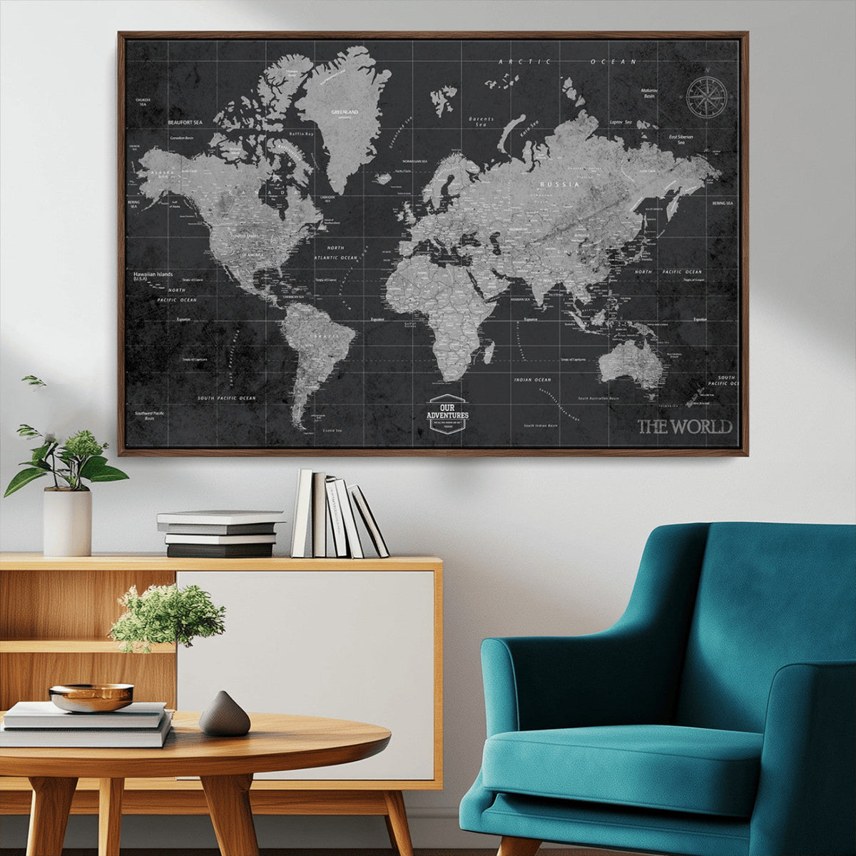 World Map Canvas Print – Detailed Map of the World Wall Art