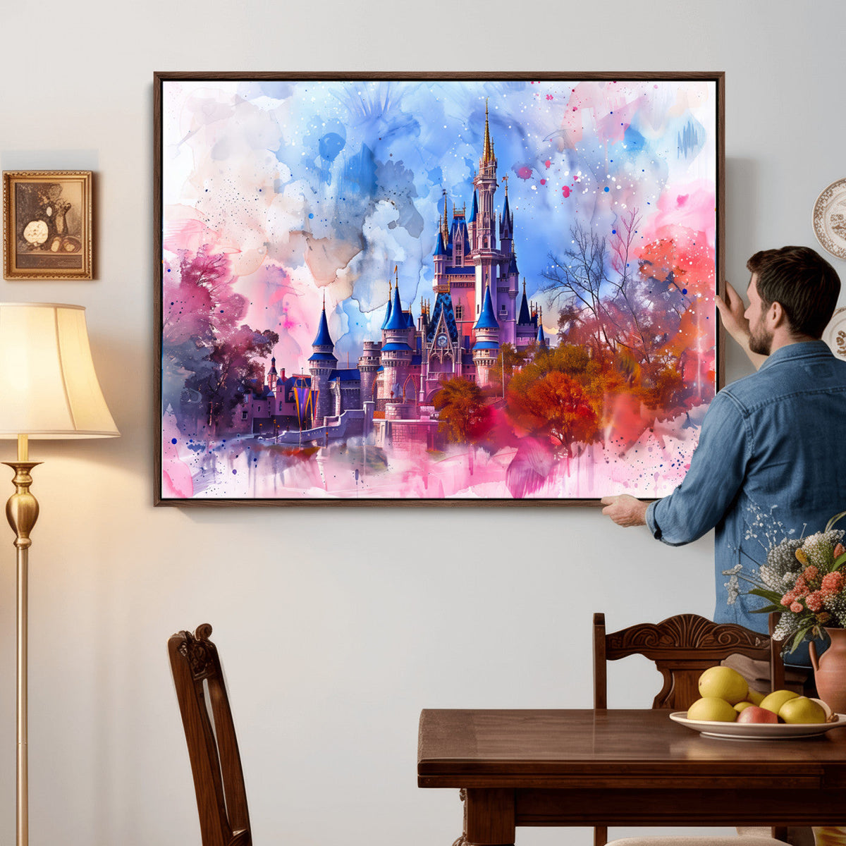 Disney Wall Art: Dreamy Watercolor Cinderella Castle Canvas