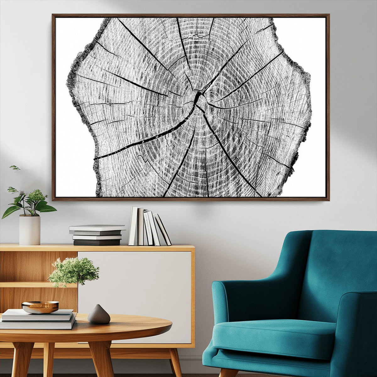 Rustic Tree Ring Wall Art Canvas Print – Framed and Ready to
