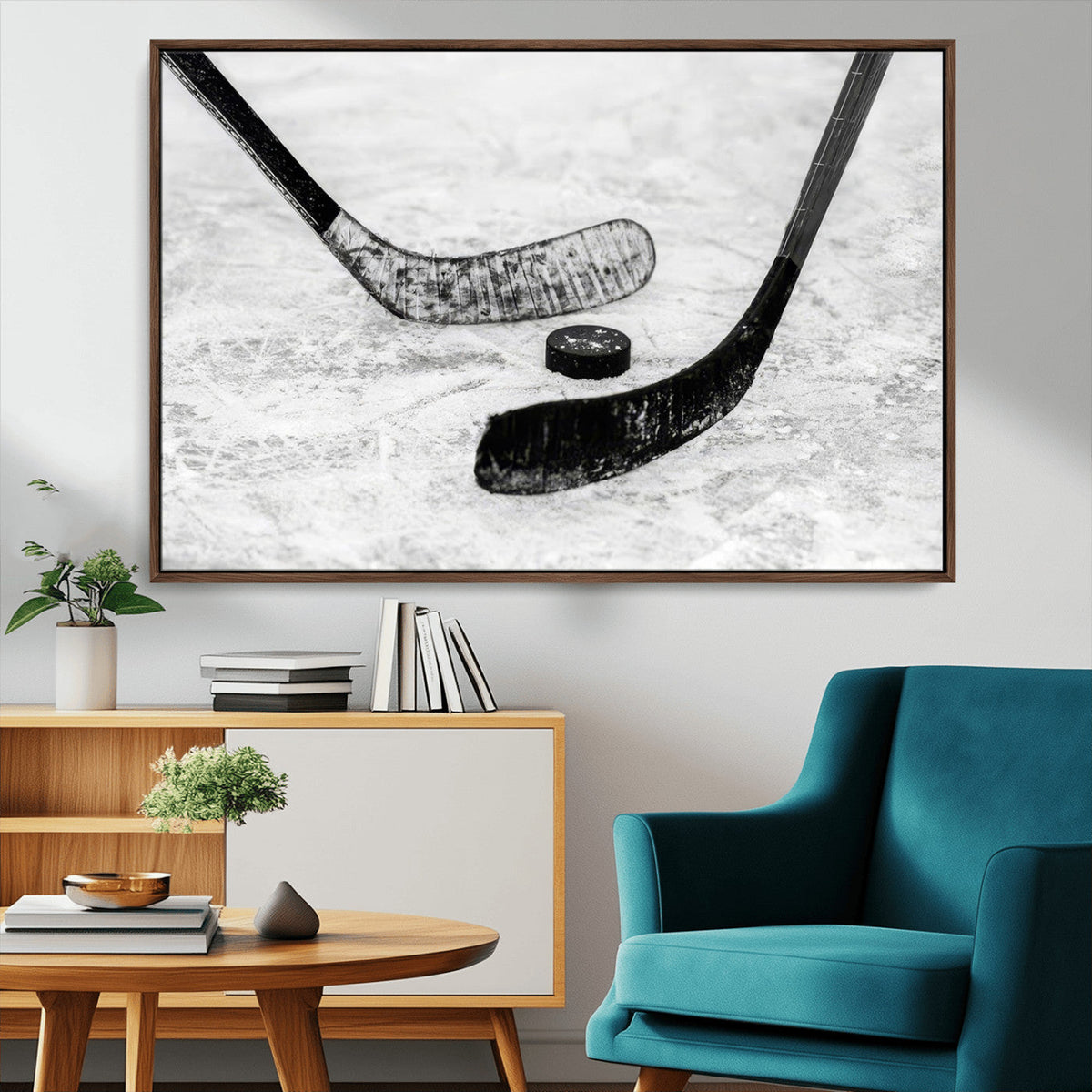 Winter Ice Hockey Sport Canvas Wall Art Print - Hockey Wall