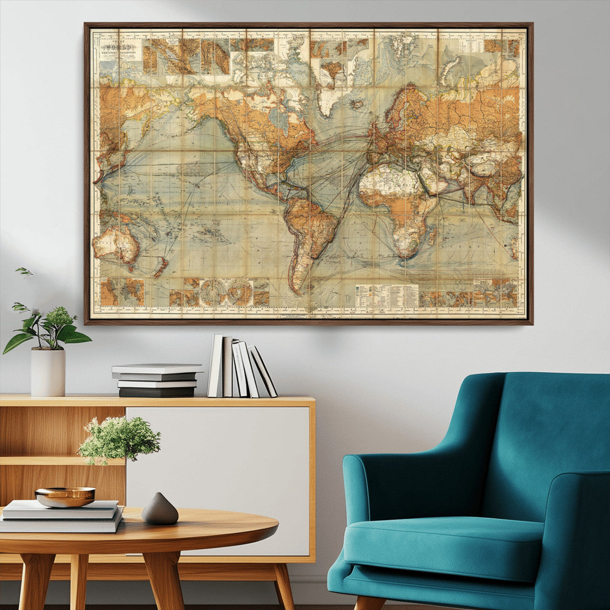 Push Pin World Map Canvas Print – Travel Tracker Wall Art