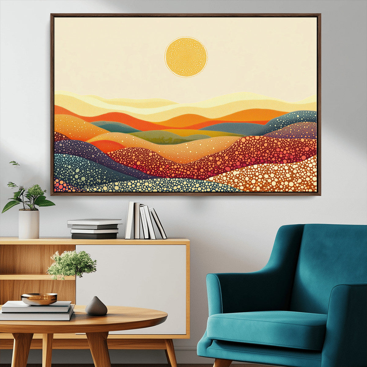 YAYOI KUSAMA Colorful Dot Art Landscape Canvas - Framed