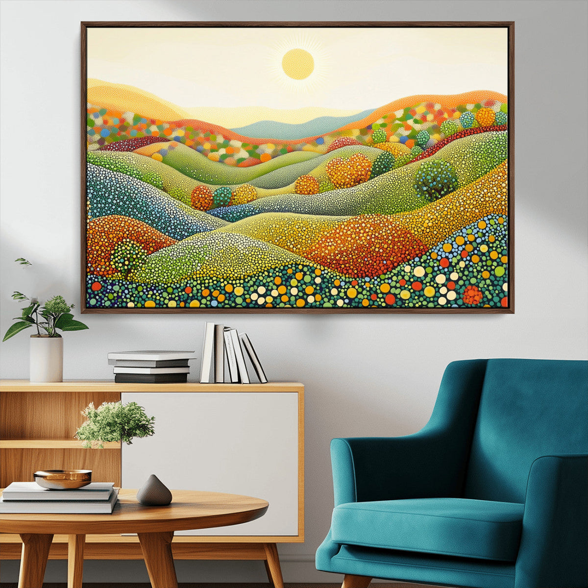YAYOI KUSAMA Wall Art - Colorful Dot Art Landscape Canvas,