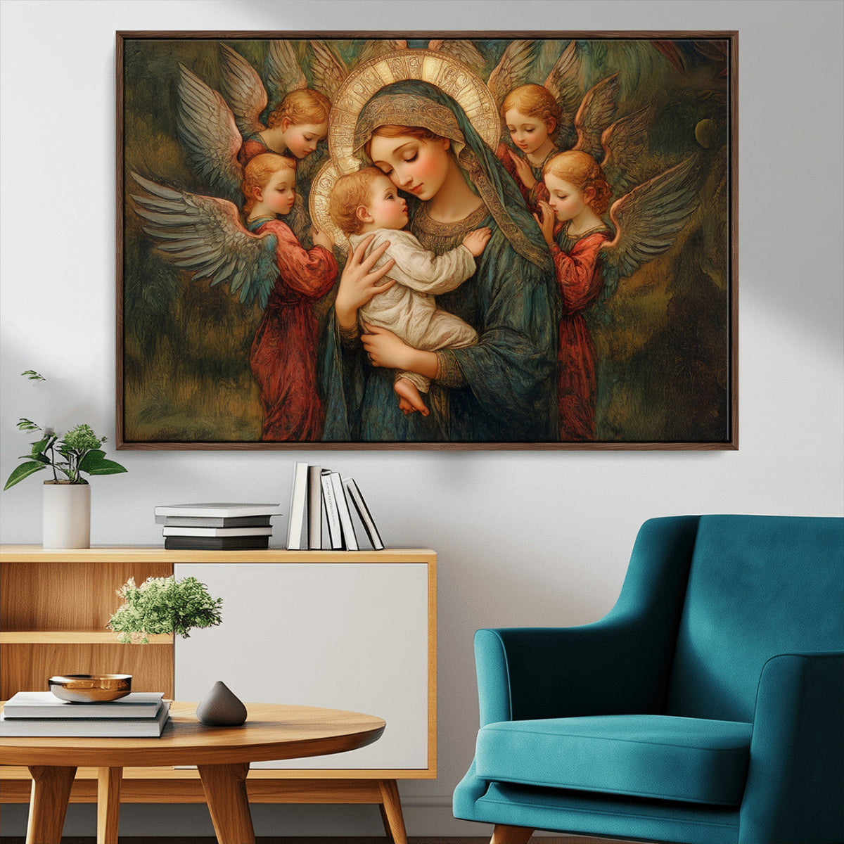 Mary Jesus Canvas Wall Art Print - Madonna and Child with