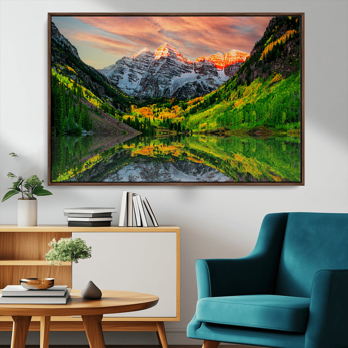 Maroon Bells Lake Wall Art Canvas Print – Framed Majestic