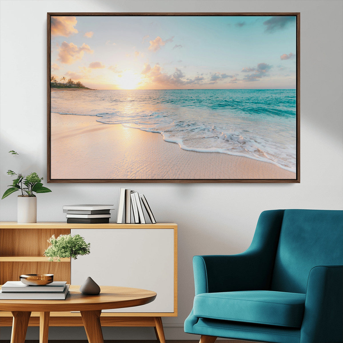 Beach Sunset Wall Art Canvas Print – Framed Ocean Waves