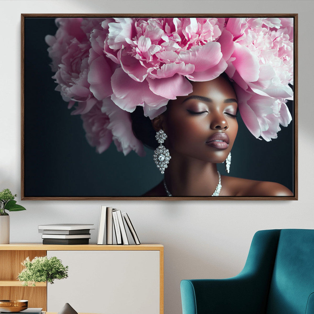 Black Beauty Petal Crown Wall Art Canvas Print – Floral