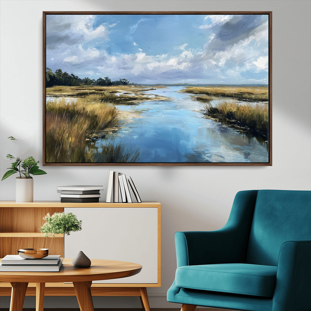 Marshland Wall Art Canvas Print – Serene Water Reflection
