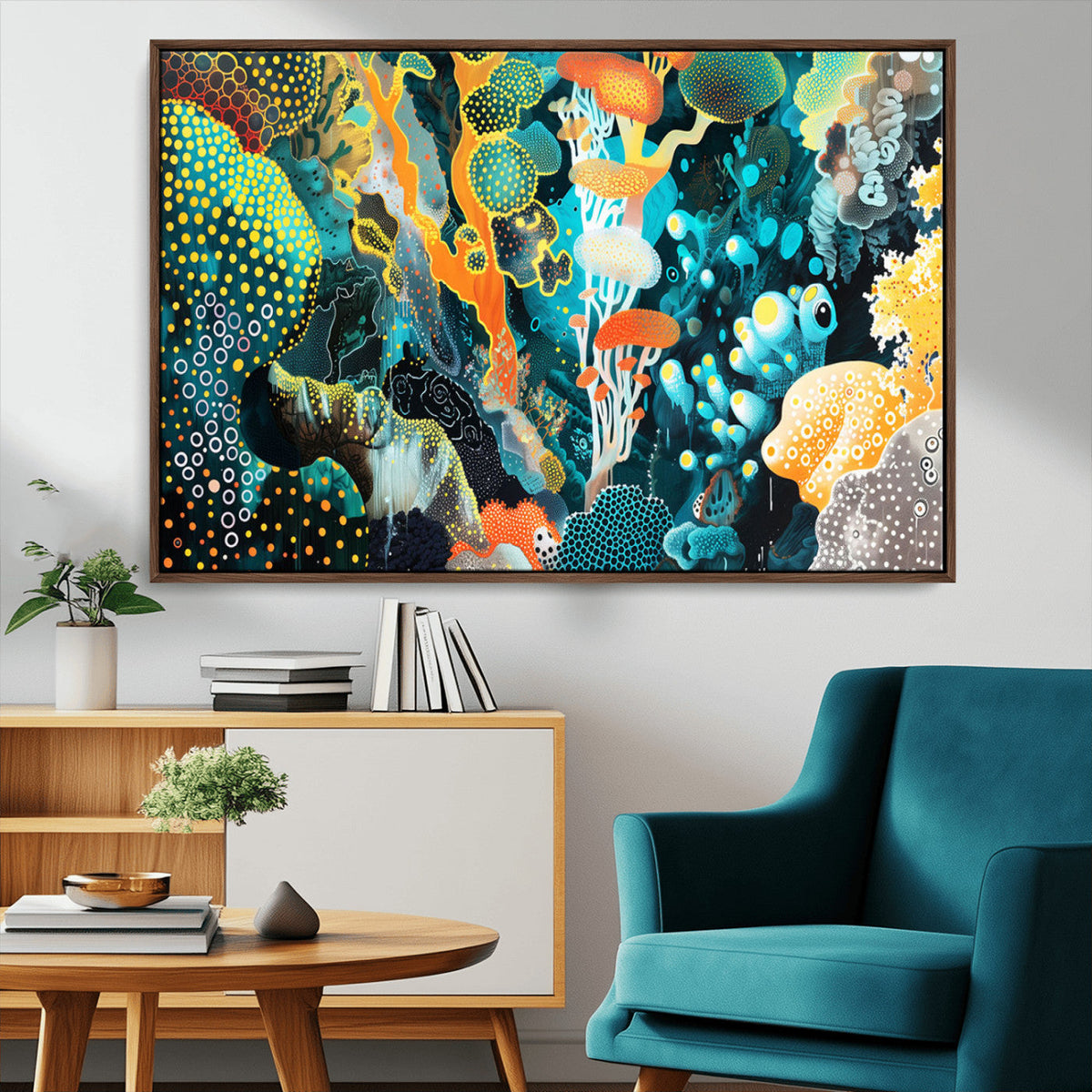 Vivid Underwater Coral Reef Wall Art Canvas Print,