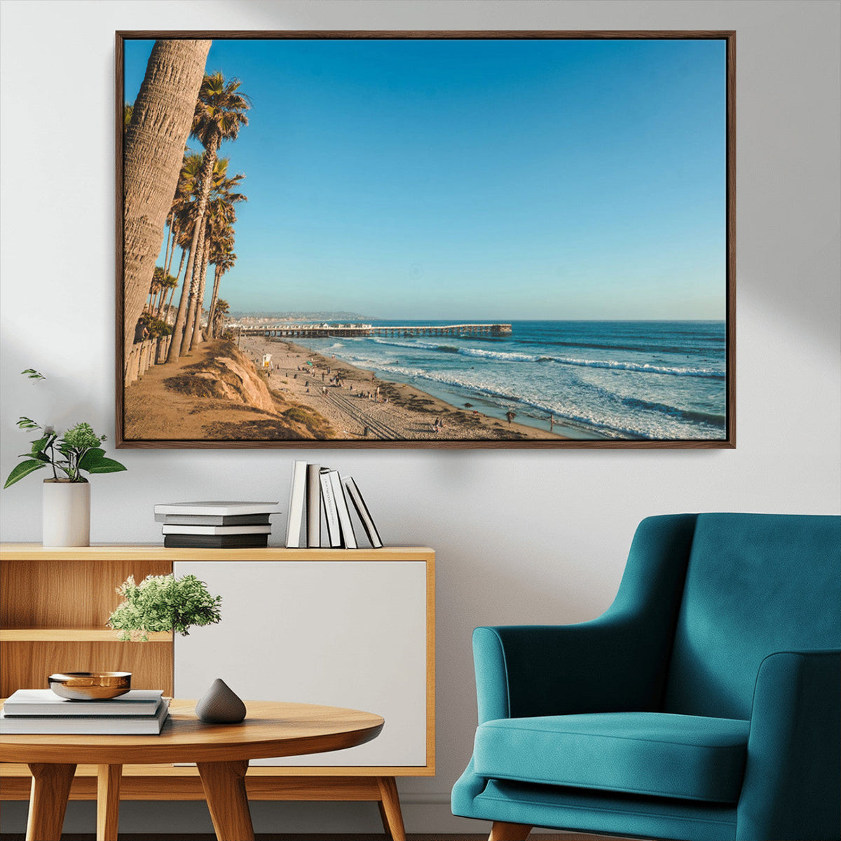 Scenic Beach Wall Art Canvas Print – Tall Palm Trees, Sandy