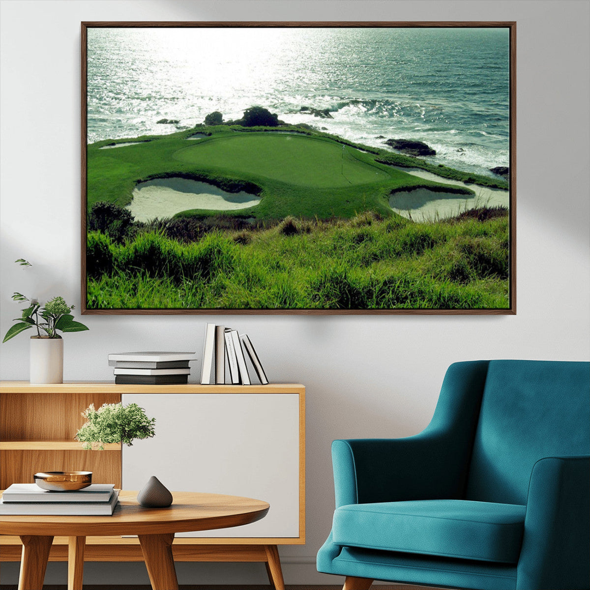Coastal Golf Course Wall Art Canvas Print – Scenic Green