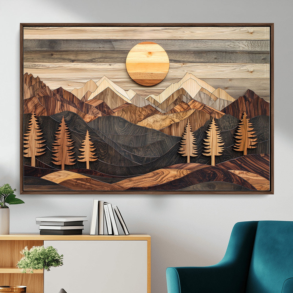 Wood Mountain Wall Art Canvas Print – Layered Forest and
