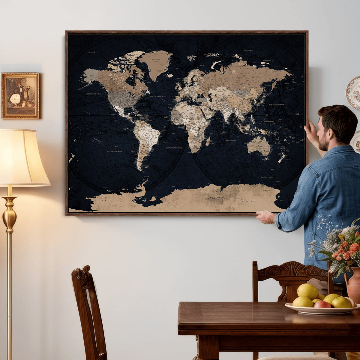 Grunge Wall Art World Map Canvas Print