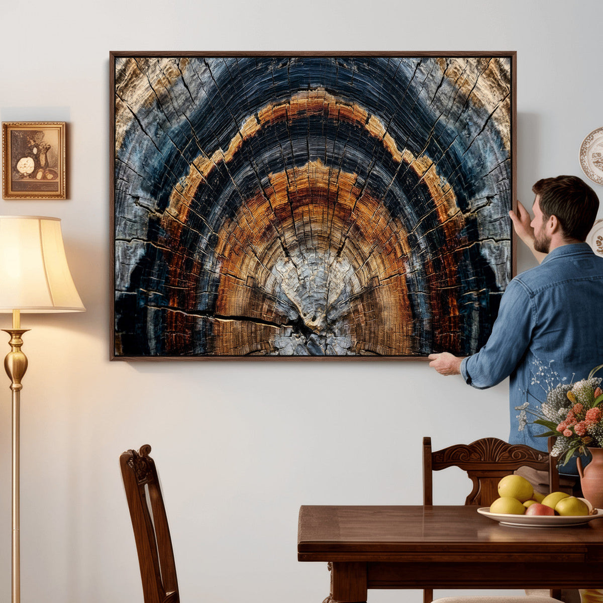 Abstract Wood Grain Canvas Print, Tree Ring Pattern Wall