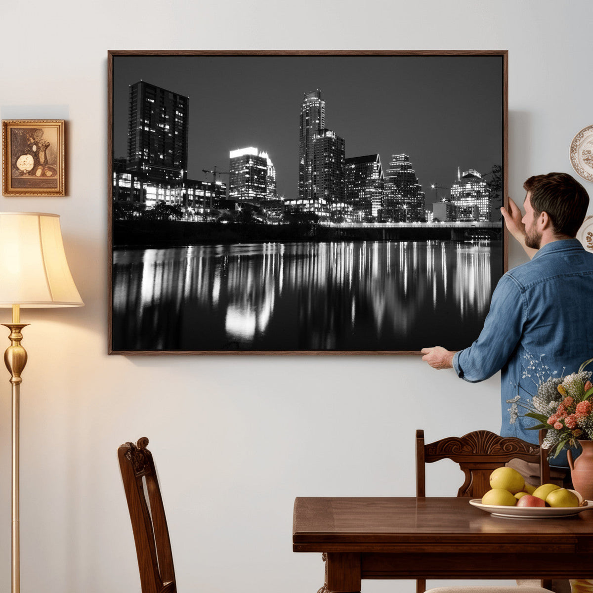 Austin Skyline Wall Art Canvas Print, Austin Downtown Night