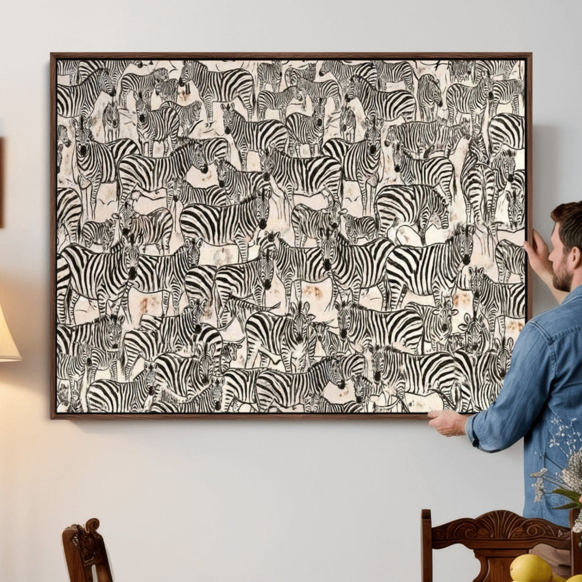 Abstract Zebra Wall Art Canvas Print for Farmhouse Decor