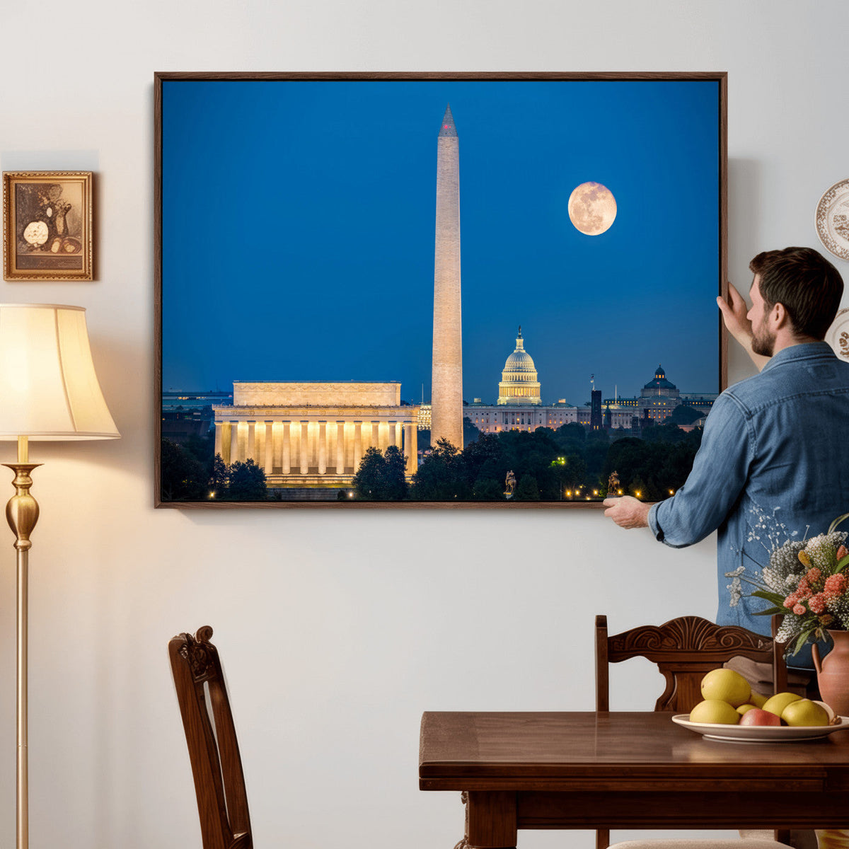 Washington DC Skyline Wall Art Canvas Print – Lincoln