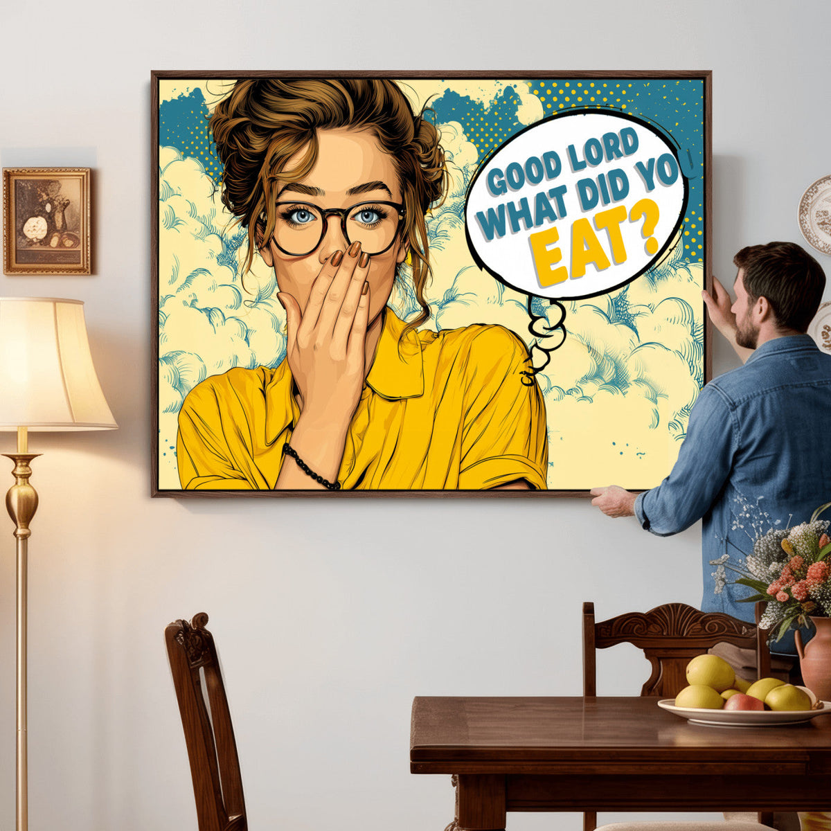 Pop Art Print Bathroom Sign Wall Art Canvas Print — Funny