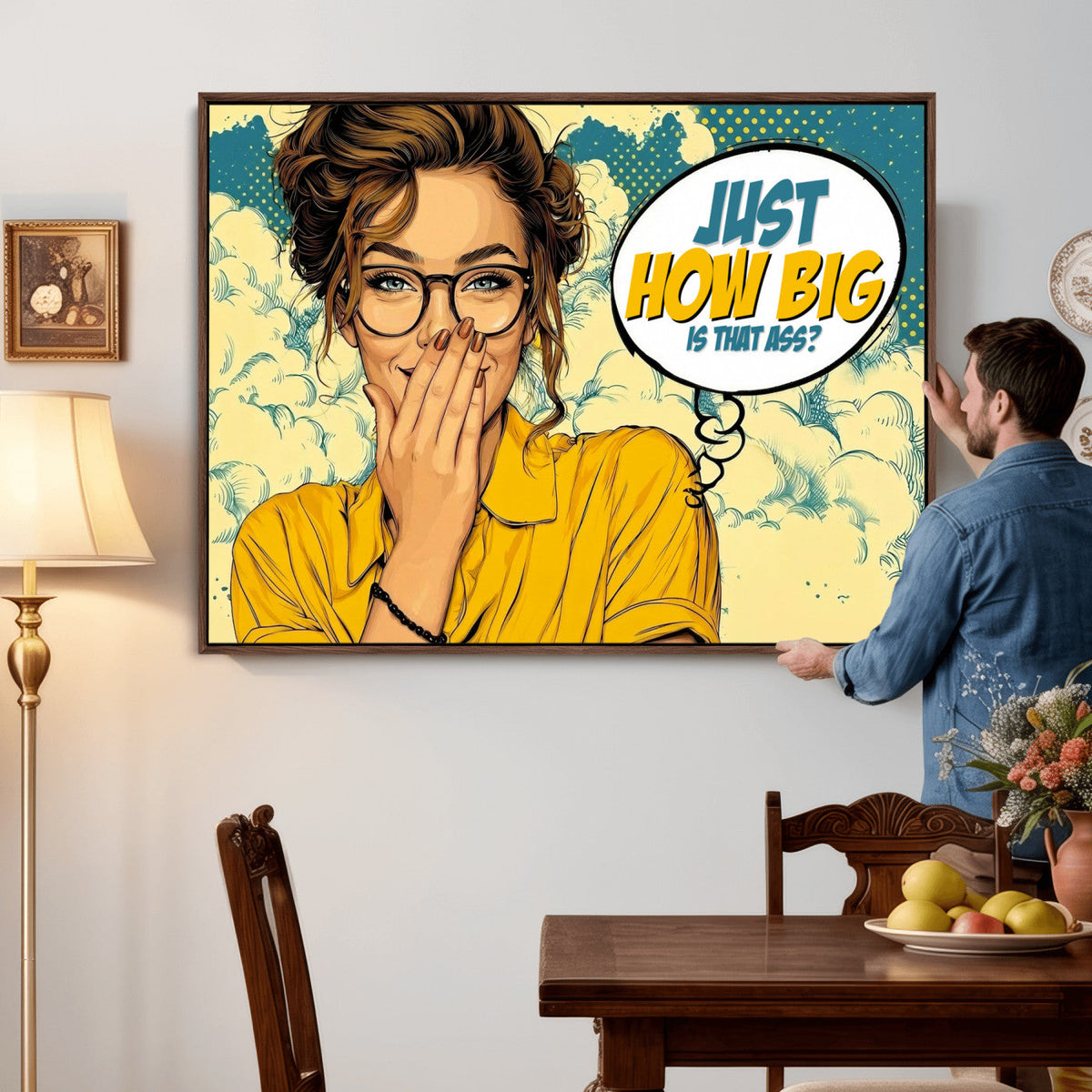 Pop Art Print Bathroom Sign Wall Art Canvas Print — Funny
