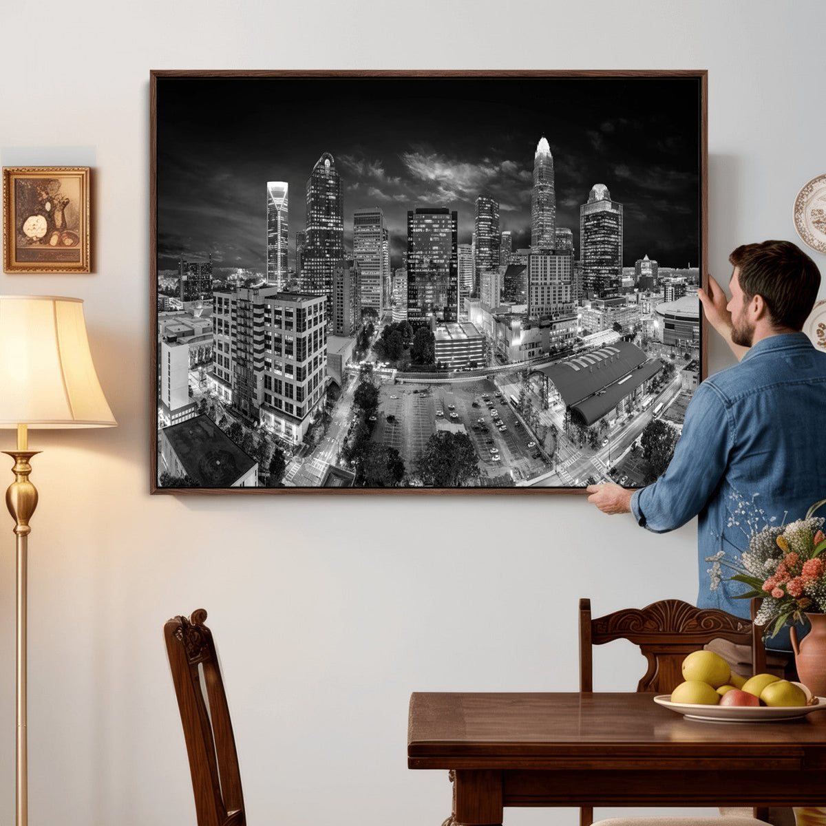 Charlotte Skyline Canvas Wall Art Print – North Carolina Cityscape Photography Print