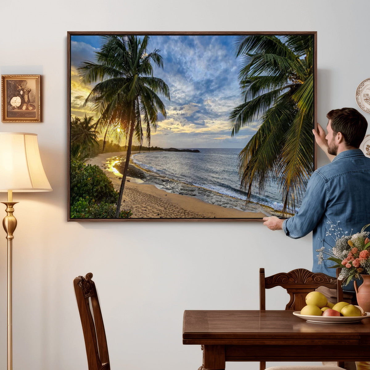 Mar Chiquita Beach Puerto Rico Canvas Wall Art, Manati Caribbean Coastal Photography Print, Tropical Ocean Sunset Decor