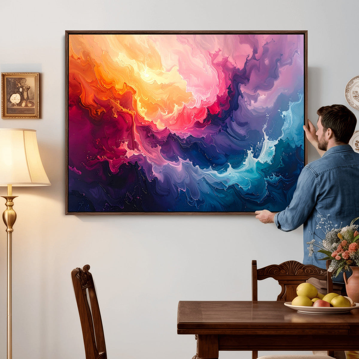 Colorful Abstract Canvas Wall Art Print, Vibrant Popup Color Art Print