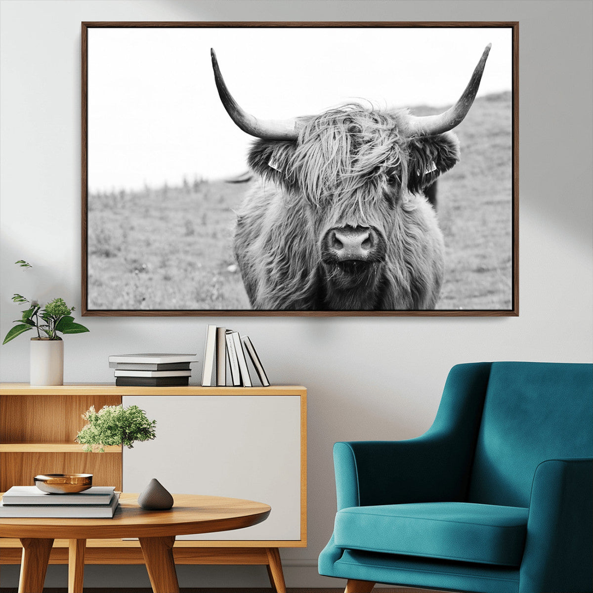 Newfoundland Cow Art Wall Art, Black White Cow Art Wall Art