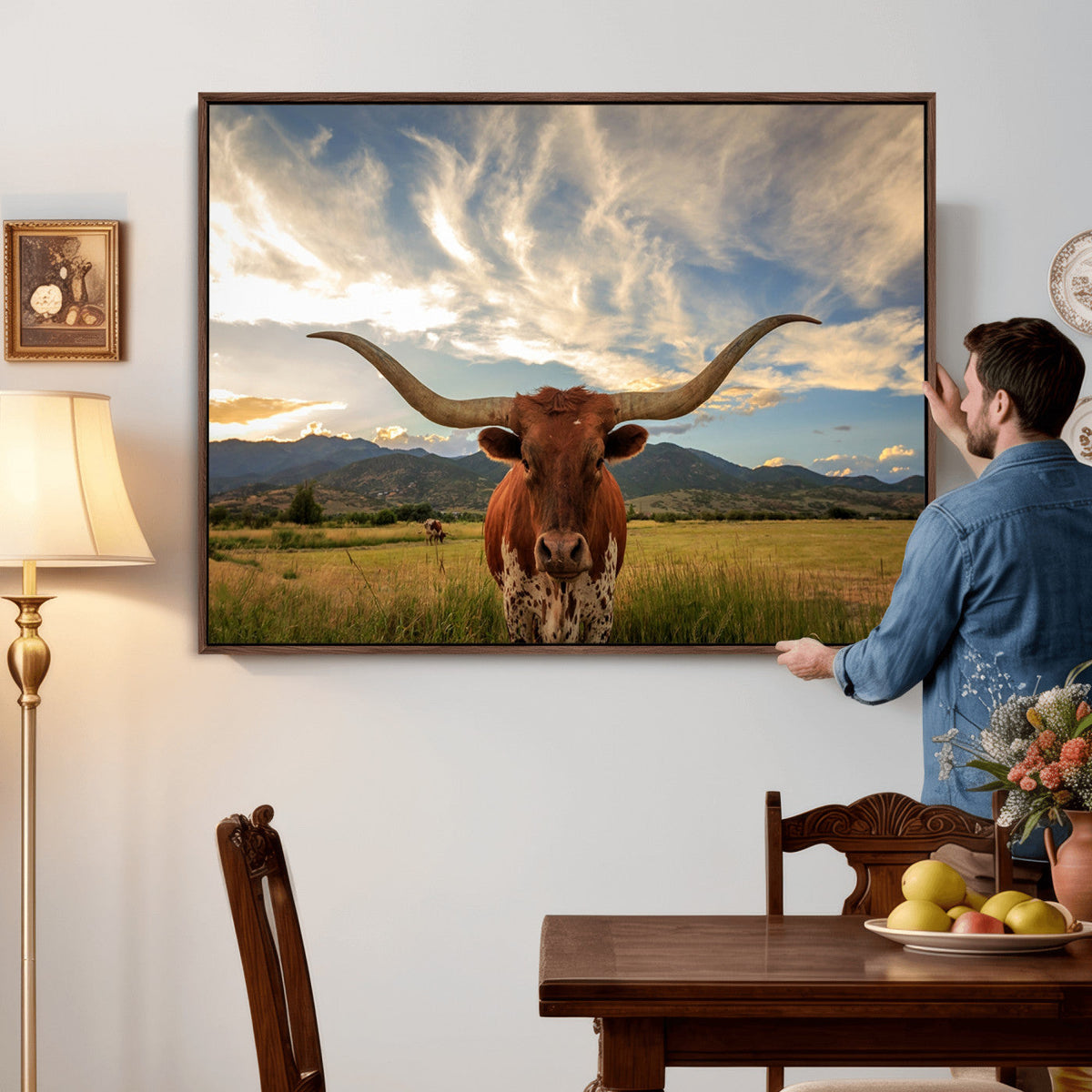 Texas Longhorn Canvas Wall Art – Majestic Triptych Animal