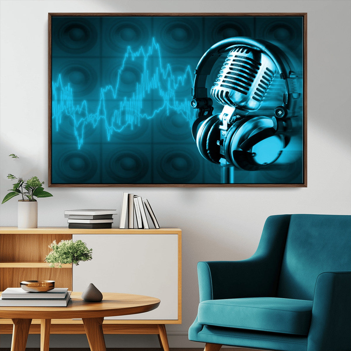 Music and Microphone Wall Art Canvas Print