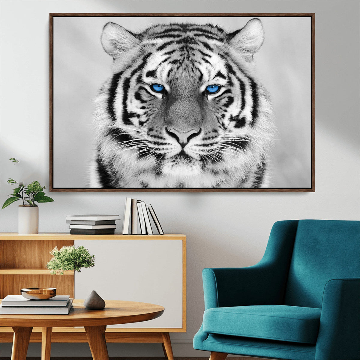 Black and White Tiger Wall Art Animal Canvas Print