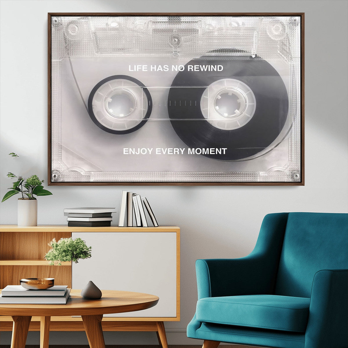 Vintage Cassette Tape Canvas Wall Art - Inspirational 'Life