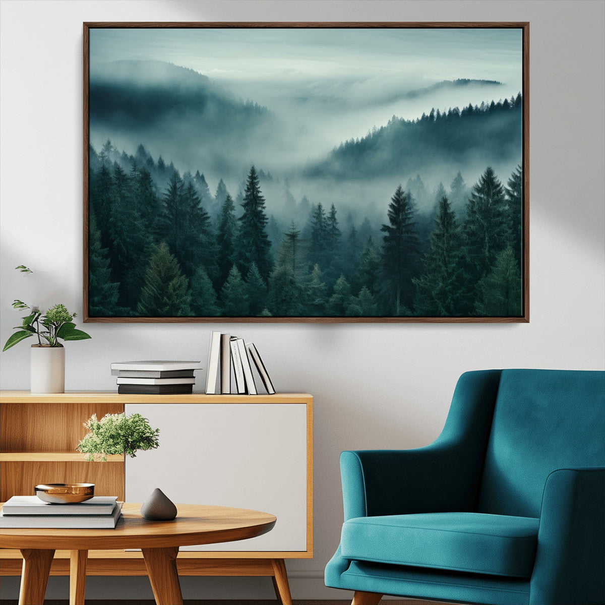 Captivating Misty Foggy Forest Wall Art Premium Canvas Print
