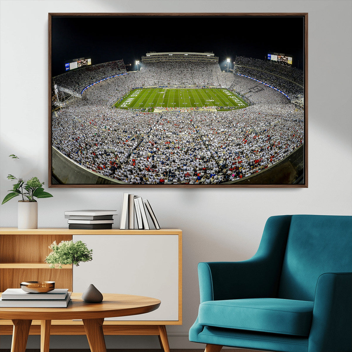 Beaver Stadium Night Game Triple Canvas Wall Art - Penn